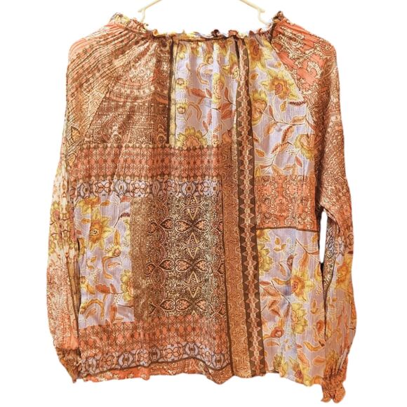 Vici Peasant Blouse Top, Women’s XL, Dusty Pink, Mauve, Patchwork, Boho, Gypsy - Picture 2 of 8